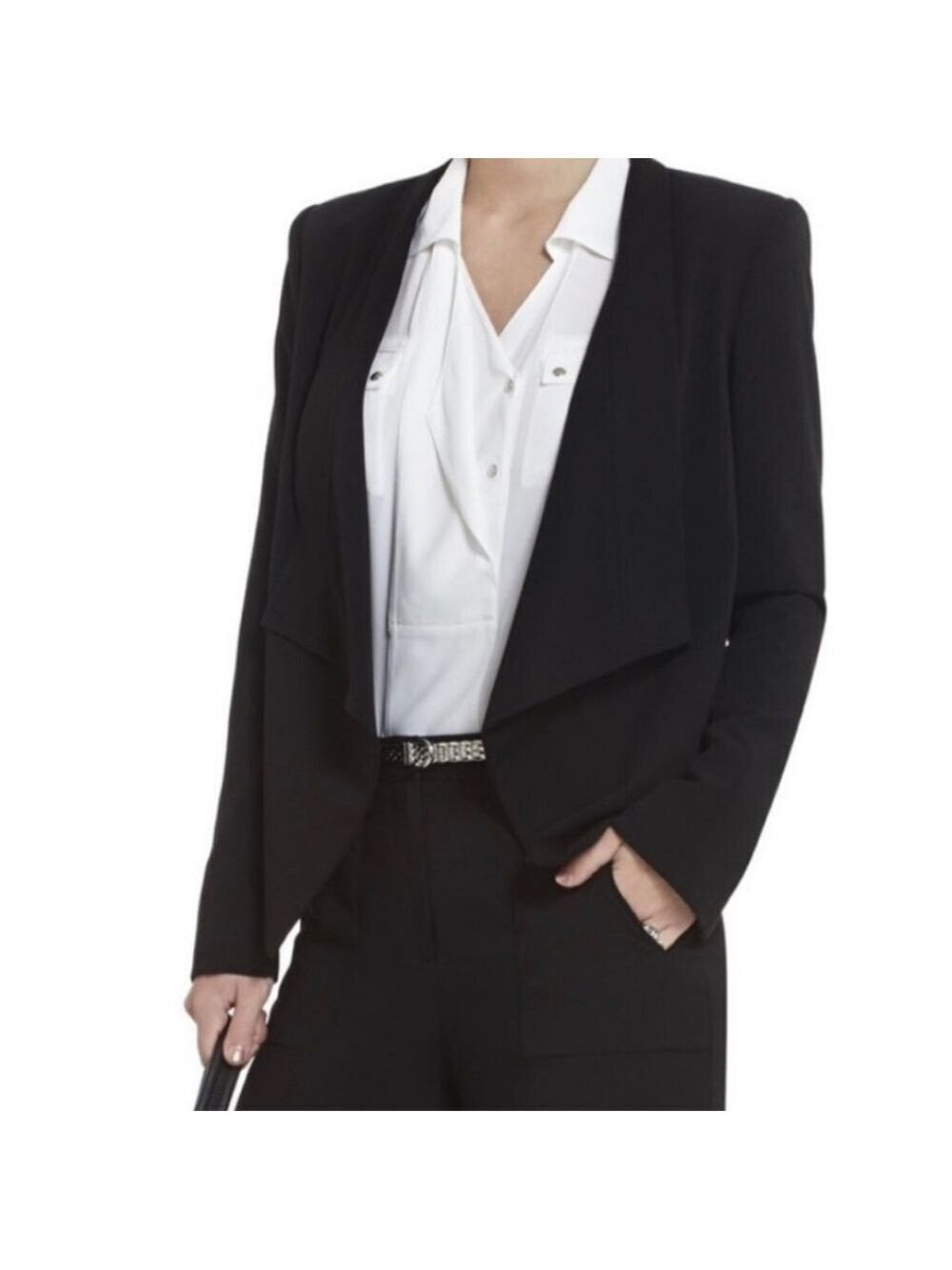 BCBGMaxAzria Abree Open Front Black Blazer Jacket XS - New Without Tags